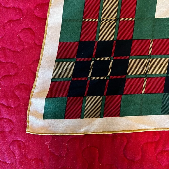 Vintage Gucci Silk Scarf Green Plaid Equestrian - Picture 3 of 9